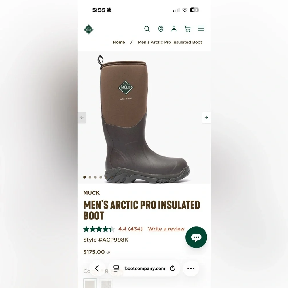 Muck men’s arctic pro insulated boots. Brown. Brand new  with tags. Size 10